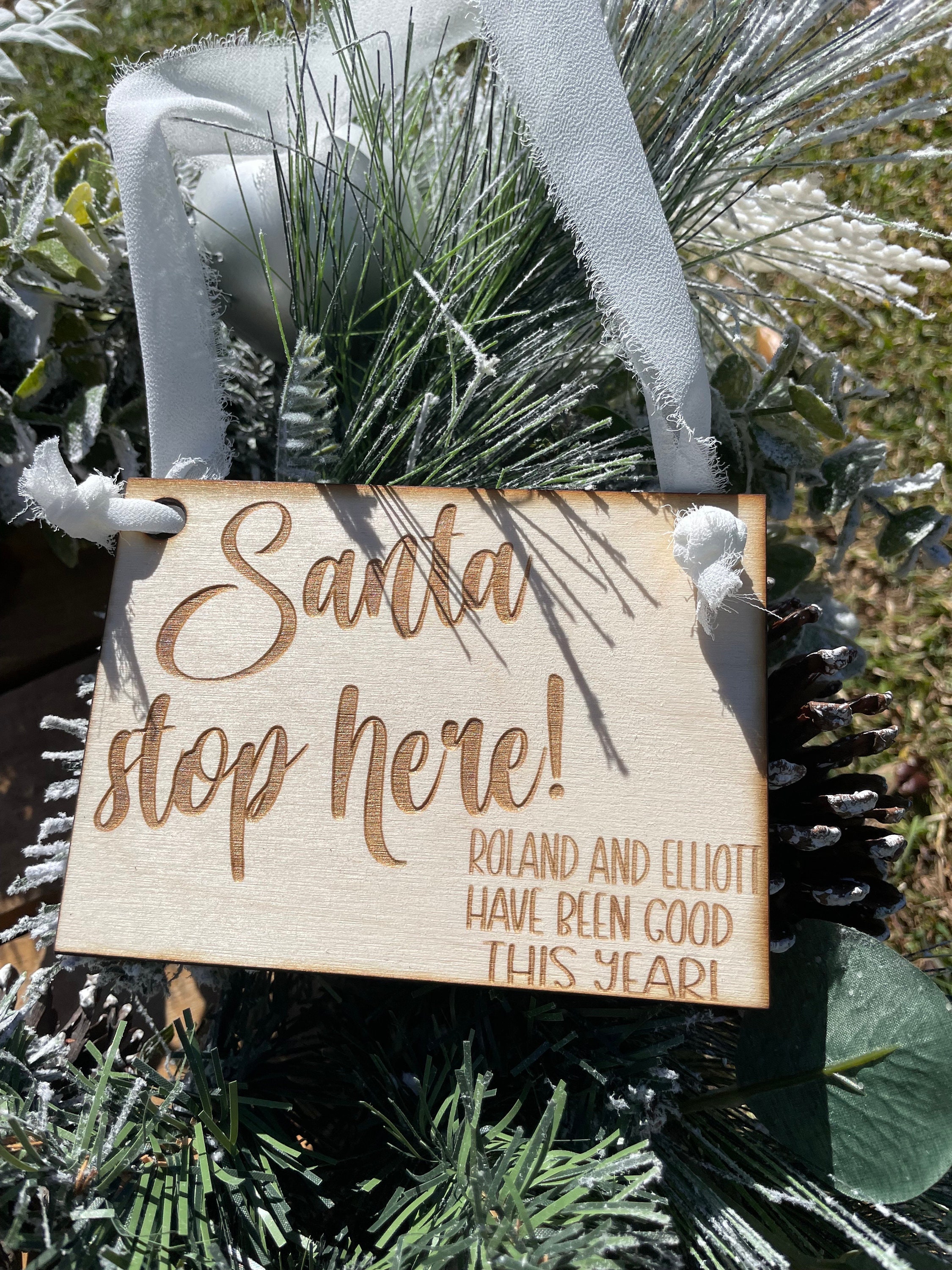 Santa Exit Sign Santa Stop Here Mini Door Sign, Kids Sign, Door Sign, Christmas Decor ...