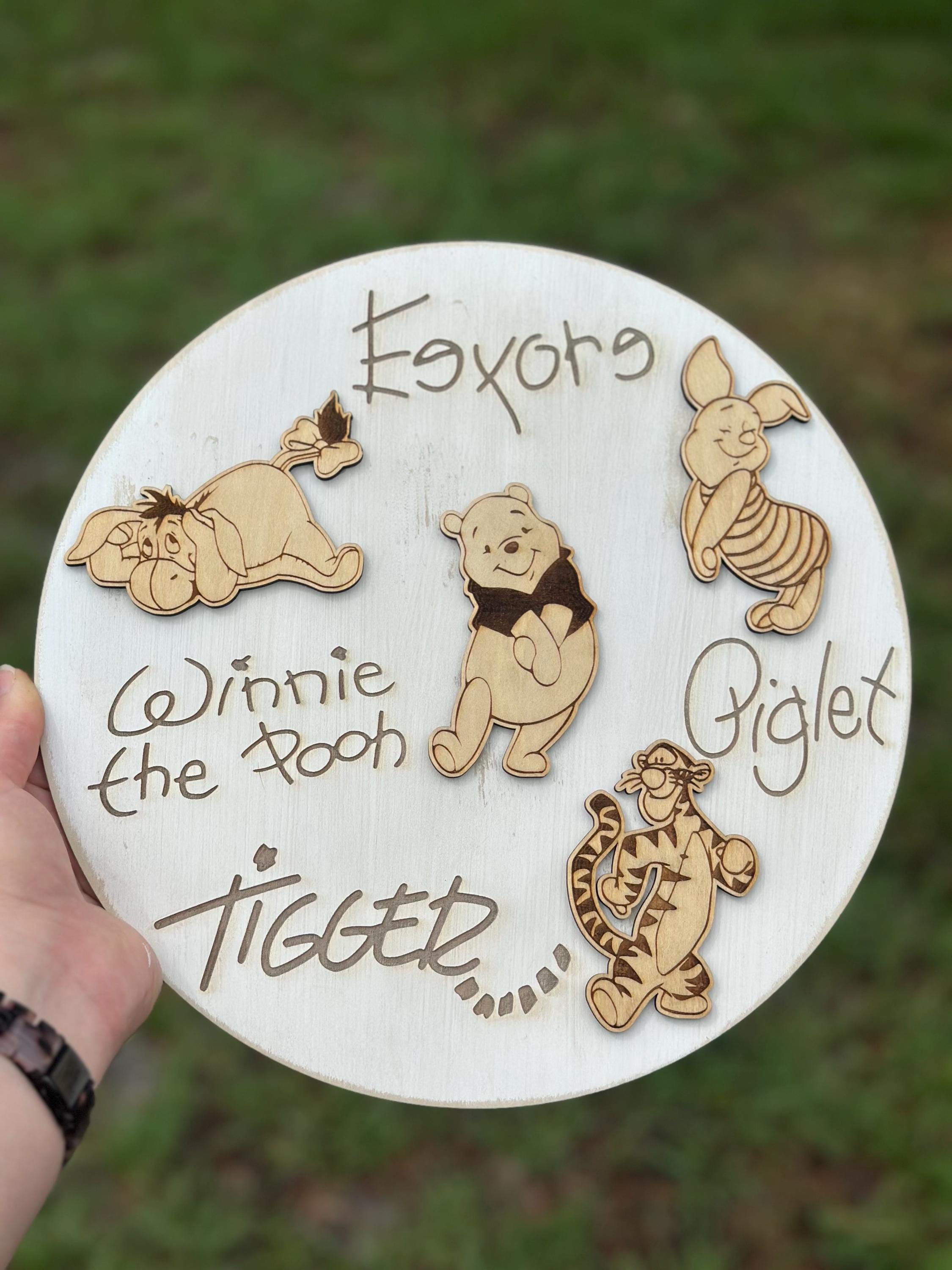 Winnie the Pooh and Friends Wood Sign, Winnie the Pooh Signature