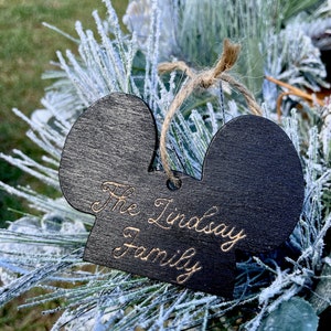 Personalized Disney Christmas Ornament, Family Name Christmas Ornament, Mickey Mouse Ornament, Disney World Christmas, Custom Ornament
