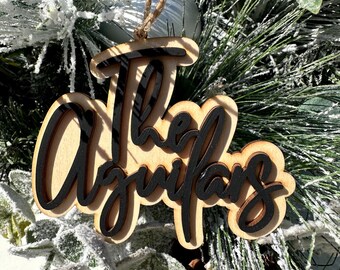 Custom Last Name Ornament, Christmas Ornament, Gift Tag, Personalized Ornament, Newlywed Gift