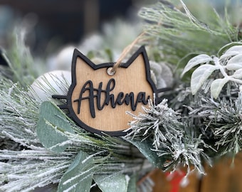 Personalized Cat Name Ornament, Cat Christmas Ornament, Custom Pet Ornament, Personalized Ornament, Cat Ornament