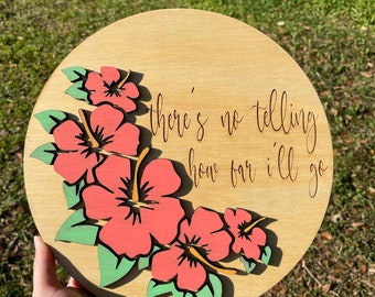 How Far I'll Go, Mini Sign, Wood Sign, Disney, Moana, Playroom, Kid Decor, Kid Room, Nursery Decor, Office Decor, Mini Round Sign, 3D