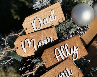 Christmas Stocking Tags, Personalized Wooden Tags, Christmas Gift Tags, Wooden Present Tags, Stocking Name Tags, Custom Christmas Name Tag