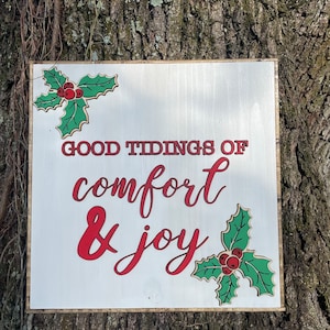 Comfort & Joy Wall Sign, Christmas Wall Decor, Christmas Wall Art, Comfort and Joy, Home Decor, Christmas, 3D Mistletoe Sign, Laser Decor