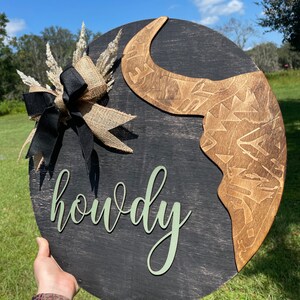 Howdy Door Hanger, Round, Boho, Gift, Housewarming Gift, Western, Front ...