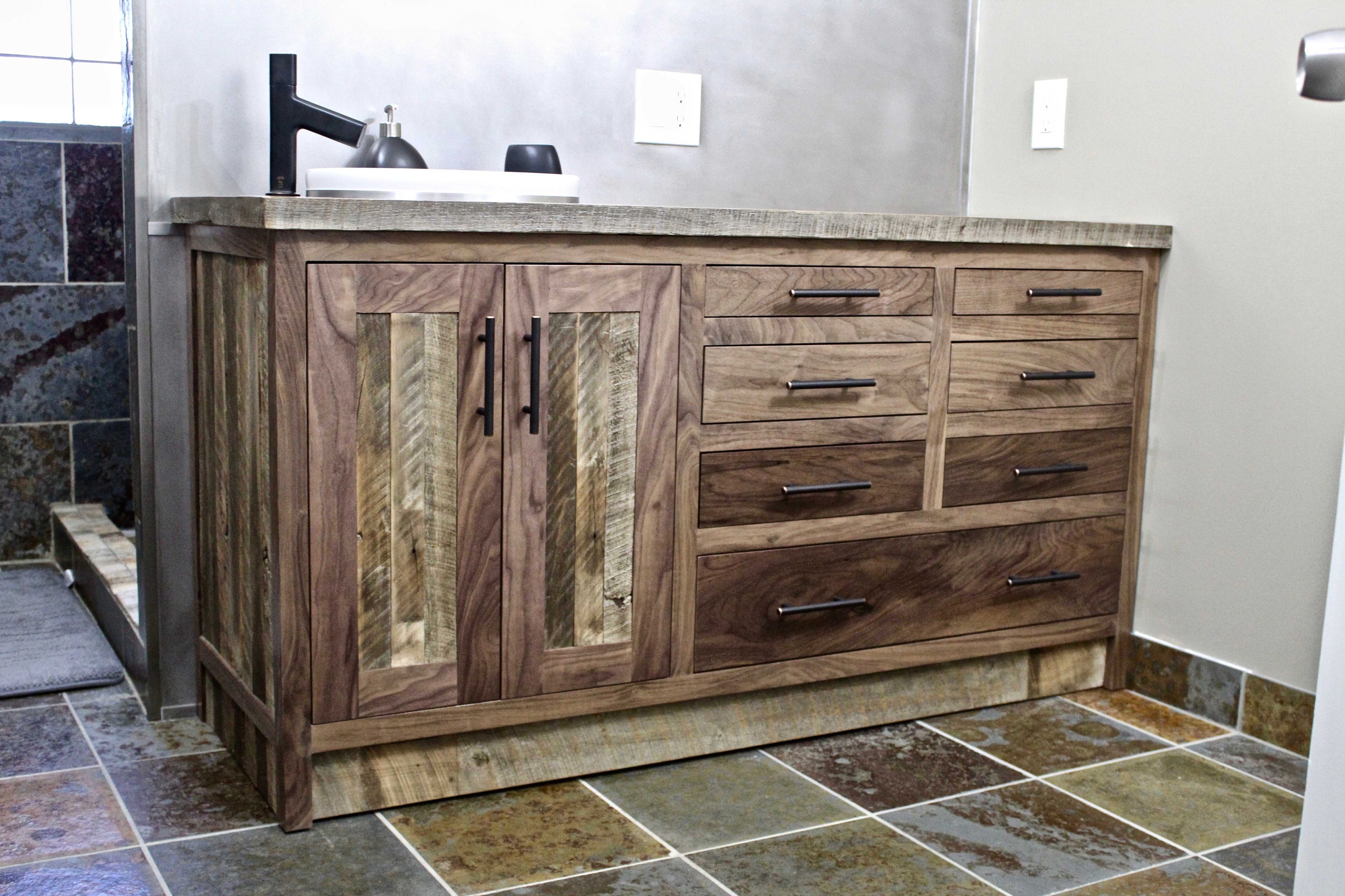 Walnut Or Ambrosia Maple Bathroom Vanity Cabinet With Etsy