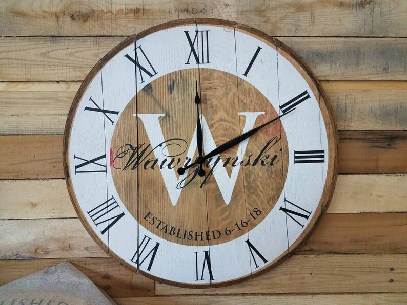 Authentic Bourbon Barrel Head Wall Clock Etsy