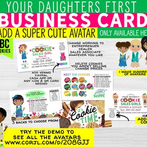 Girl Scout Cookie Business Cards. ABC New Cutest Cards Ever. DIY Printable (2 Downloads), Edit and Print Today