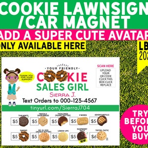 2024 Girl Scout Cookie Lawn Sign / Car Magnet, Printable LBB 24"x18" Add QR Code (LBB Cookies) Download for the Troop (12 Downloads)