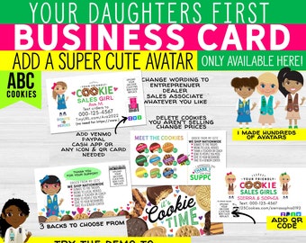 Girl Scout Cookie Business Cards. ABC New Cutest Cards Ever. DIY Printable (2 Downloads), Edit and Print Today