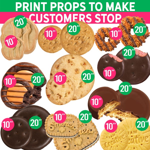 2024 Girl Scout Cookie Props New Cookie Raspberry Rally LBB COOKIES 10" & 20", Printables for Cookie Costumes, Cookie booth, Signs