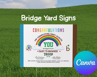 Scout Bridge Lawn Signs / Party Signs / Photo Booth Prop Daisy, Brownie, Junior, Cadette (Printable)
