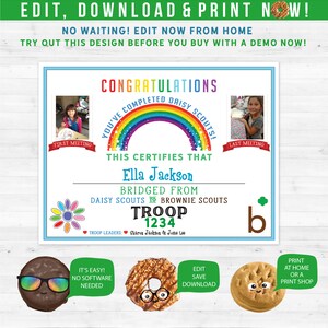 Girl Scout Bridge Ceremony Daisy to Brownie Certificate Printables, Add ...