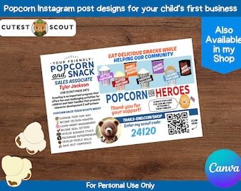 Popcorn Postcard Template: Canva Editable Flyer (Digital Download)
