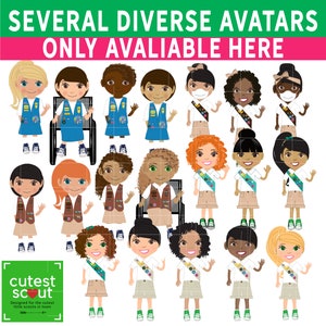 Girl Scout Fall Product Post Cards with Avatars DIGITAL | Etsy