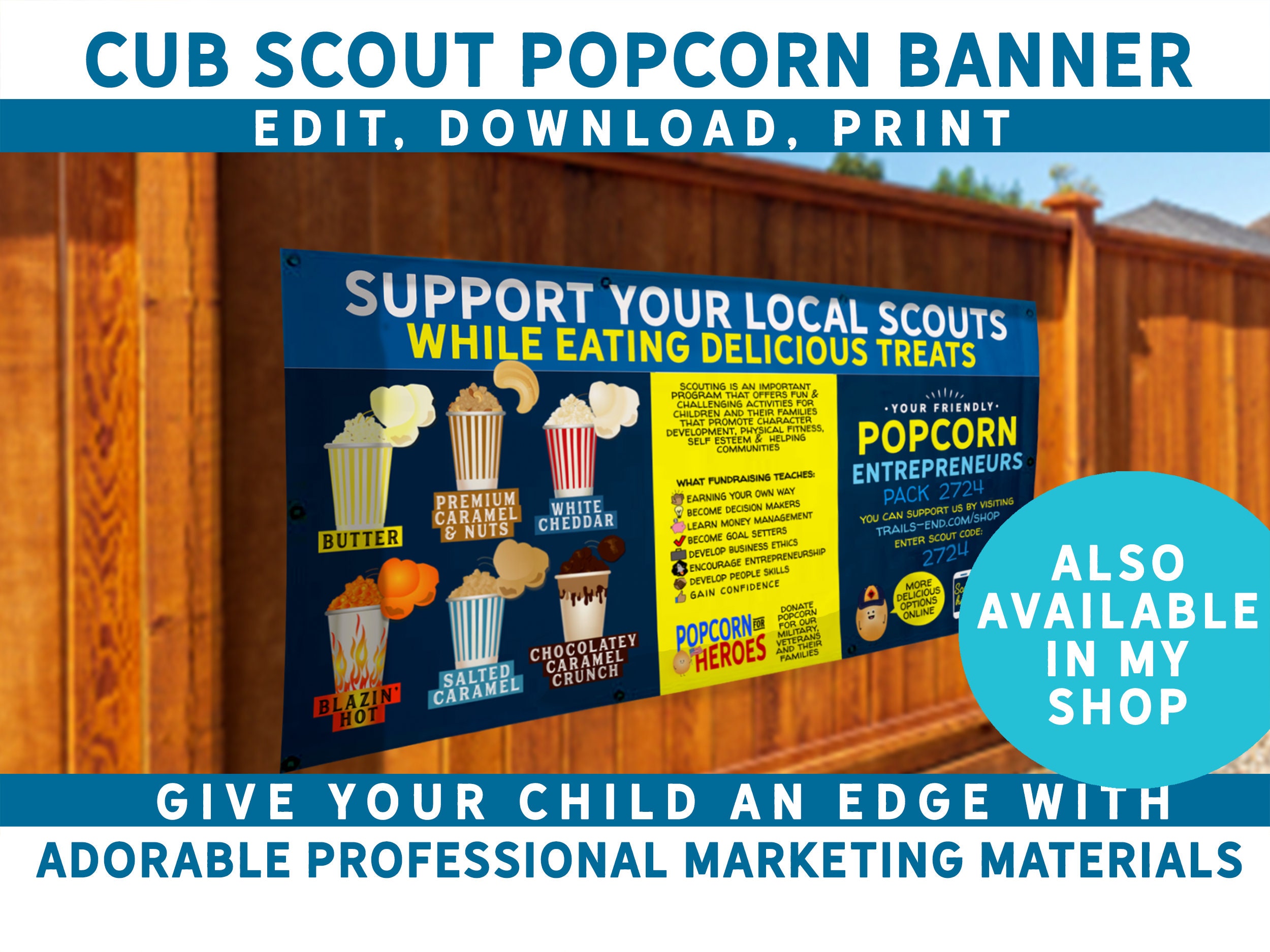 Cub Scout Popcorn Postcards 12 PACK Edit & Print From Home Etsy