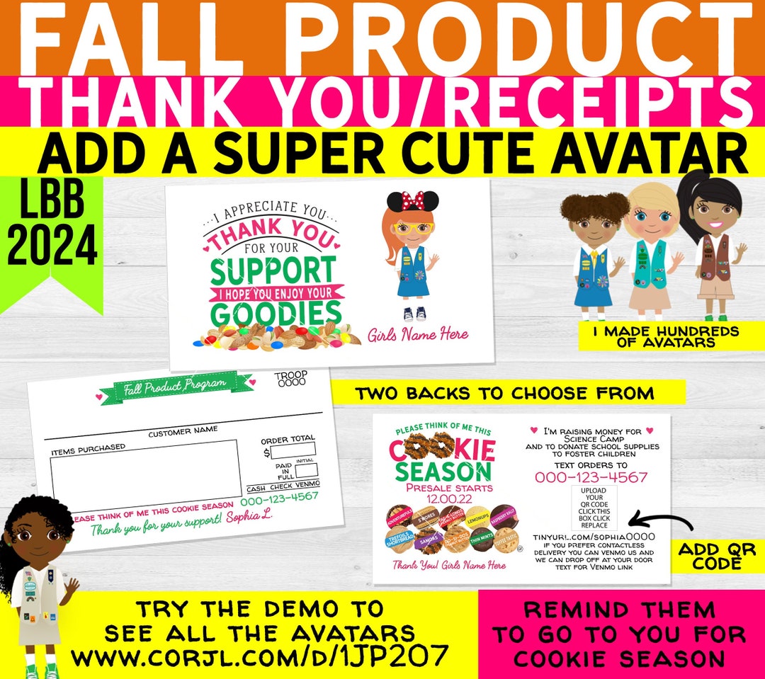 2024 LBB Girl Scout Fall Product Thank You Cards / Receipts Business