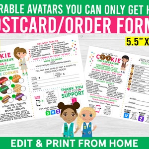 Girl Scout 2024 LBB Cookie Post Cards with Avatars, DIGITAL Download,Personal Use (Family Pack 2 Downloads) Print from Home or online