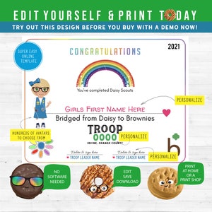 Girl Scout Bridge Ceremony Daisy to Brownie Certificate Printables, Add ...