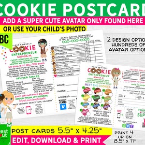 2024 Girl Scout ABC Cookie Post Cards with Avatars, DIGITAL Download,Personal Use (Family Pack 2 Downloads) Print from Home or online