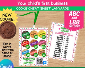 Cookie Cheatsheet Lanyard abc and lbb included, EDIT WITH CANVA, digital download