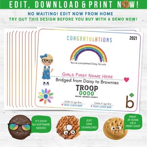 Girl Scout Bridge Ceremony Daisy to Brownie Certificate Printables, Add ...