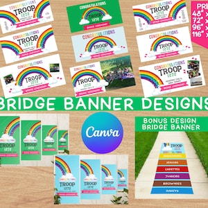 Scout Bridge Ceremony Banners, All Levels, Daisy - Ambassador, Edit & Print in Canva, Bridging Girls