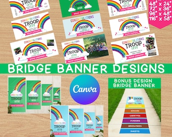 Scout Bridge Ceremony Banners, All Levels, Daisy - Ambassador, Edit & Print in Canva, Bridging Girls