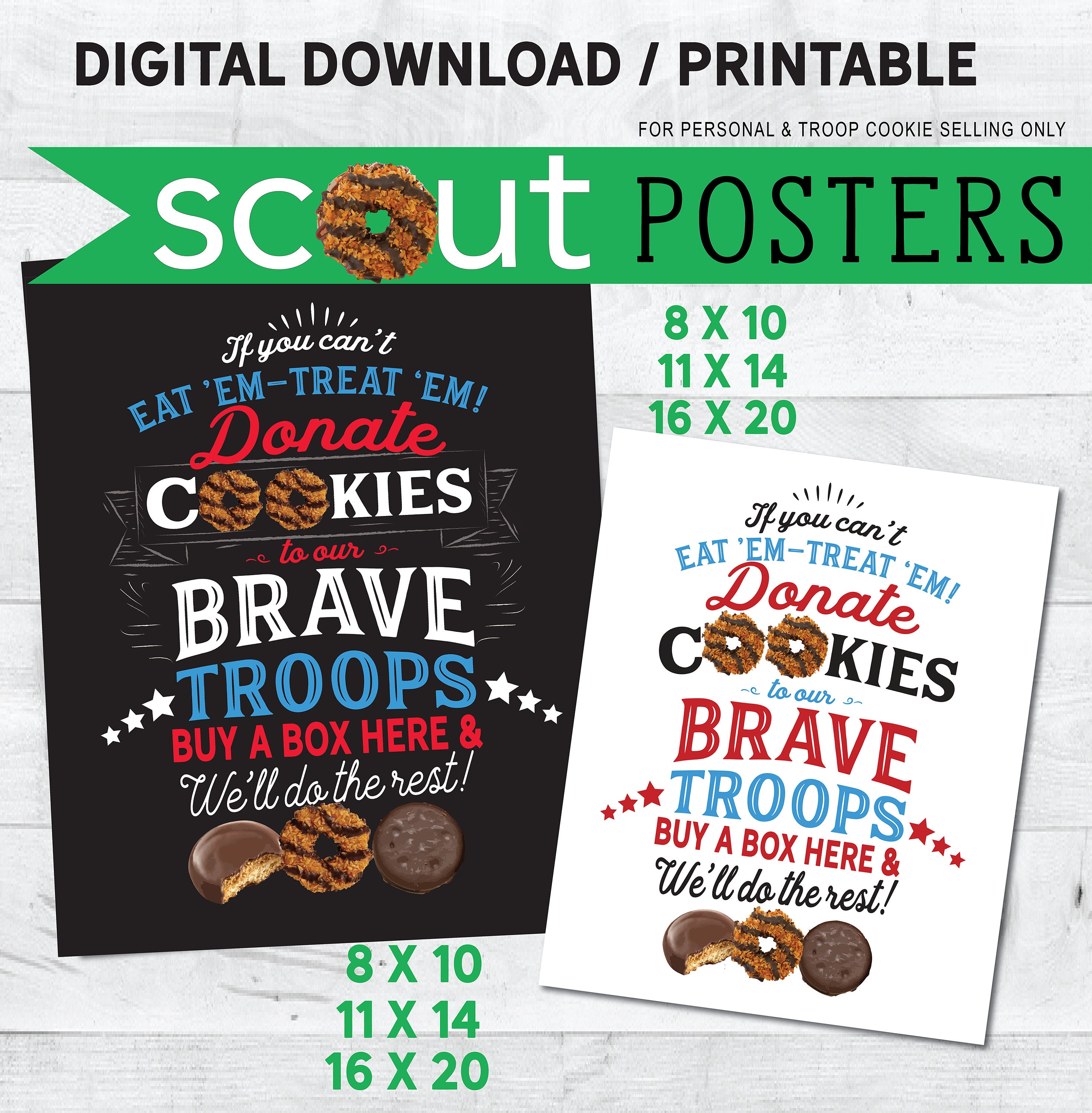 Girl Scout Cookie donate to the Troops Printable - Etsy