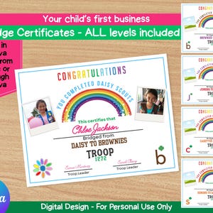 Girl Scout Bridge Ceremony Certificate Printables, Junior to CADETTE Add Photos and Print 12 Troop Certificates! End of the Year