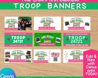 TROOP Banner for your Scouts, for booths, parades, photos, parties, selling Cookies, Girls