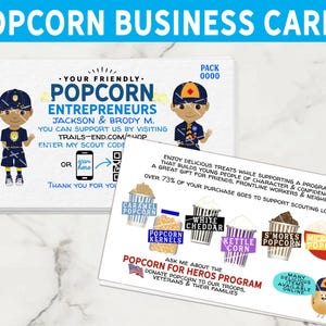 Cub Scout Popcorn Visitenkarten. Süßeste Karten aller Zeiten. Zum Selberdrucken. Machen Sie jeden Kunden zu einem Stammkunden! BSA