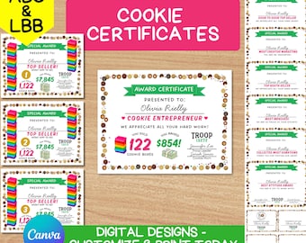 Scout Cookie Award Certificates, Customizable Canva Template (Digital Design)