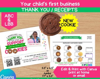 Cookie Thank You Cards, Photo Avatar, Canva Template, print in Canva (Digital Download)