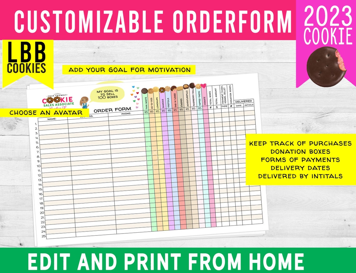 Girl Scout 2023 LBB Cookie ORDER FORMS. Customize With Etsy