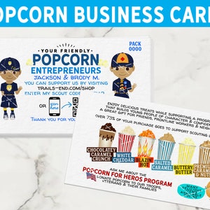 Cub Scout Popcorn VISITENKARTEN (Digitaler Download) QR-Code & Kontaktinformationen Download für PACK-Verwendung (12 Downloads)