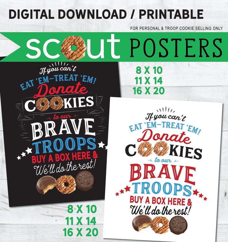 Girl Scout Cookie ABC Donate to the Troops Printable Poster / - Etsy