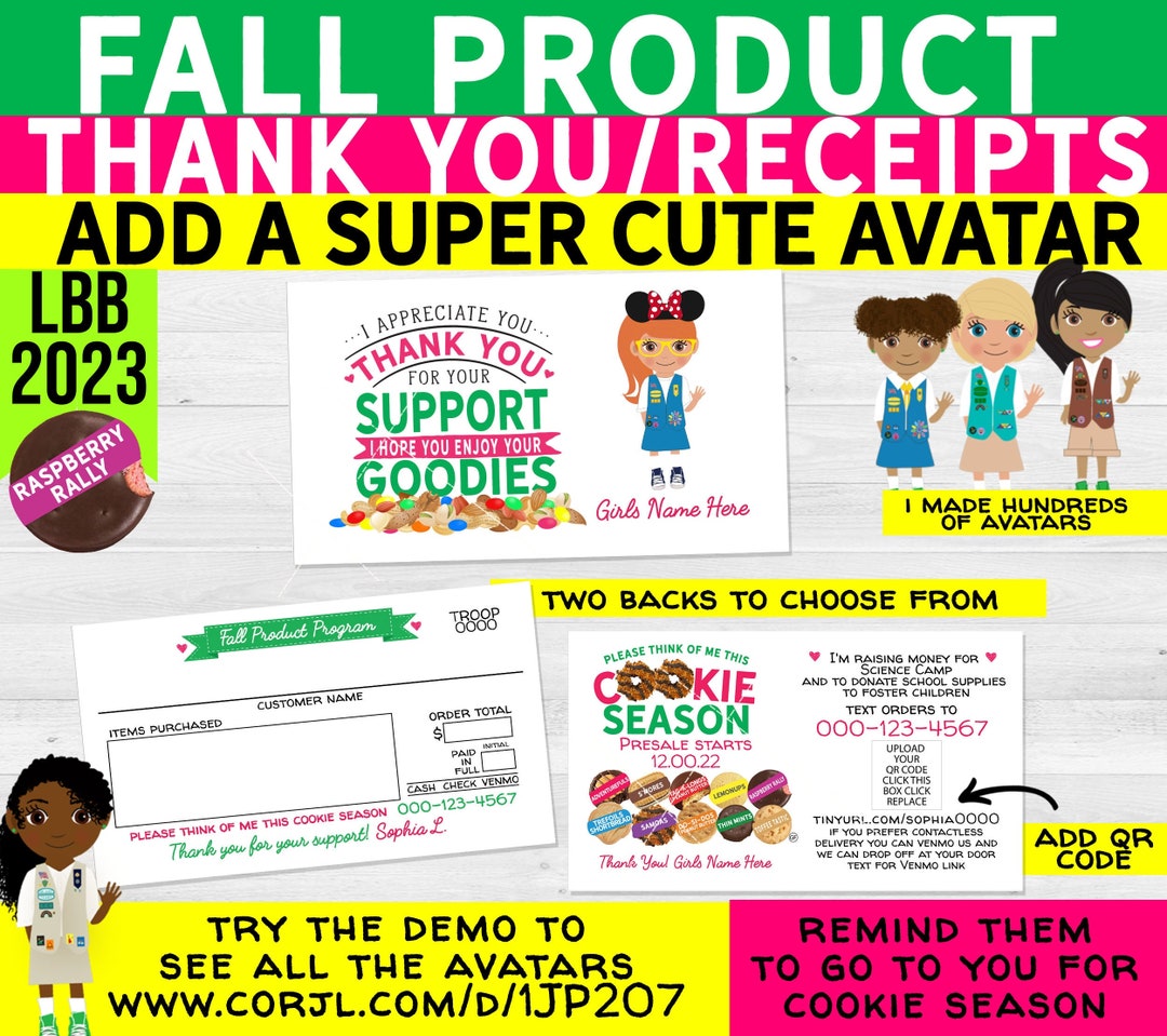 2023 LBB Girl Scout Fall Product Thank You Cards / Receipts Etsy