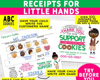 2024 Girl Scout Cookie Receipt / Thank You DIY Printable, Add adorable avatar or photo (2 Downloads) Unlimited Personal Printing ABC COOKIES