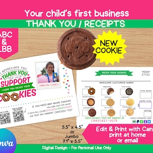 Scout Cookie Receipt / Thank You Card Template Postcard, ABC and LBB
