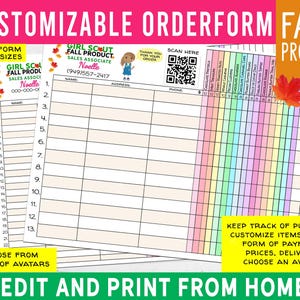 FORMULÁRIOS DE PEDIDO DE PRODUTOS DE OUTONO PARA ESCOTEIRAS. Personalize com Avatares e Produtos, Registre Pedidos, Uso Pessoal (Family Pack 4 Downloads)