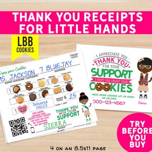 Recibo de biscoito escoteiro LBB / Obrigado (pelas mãos pequenas) para impressão faça você mesmo. (2 downloads) Impressão pessoal ilimitada Novos biscoitos