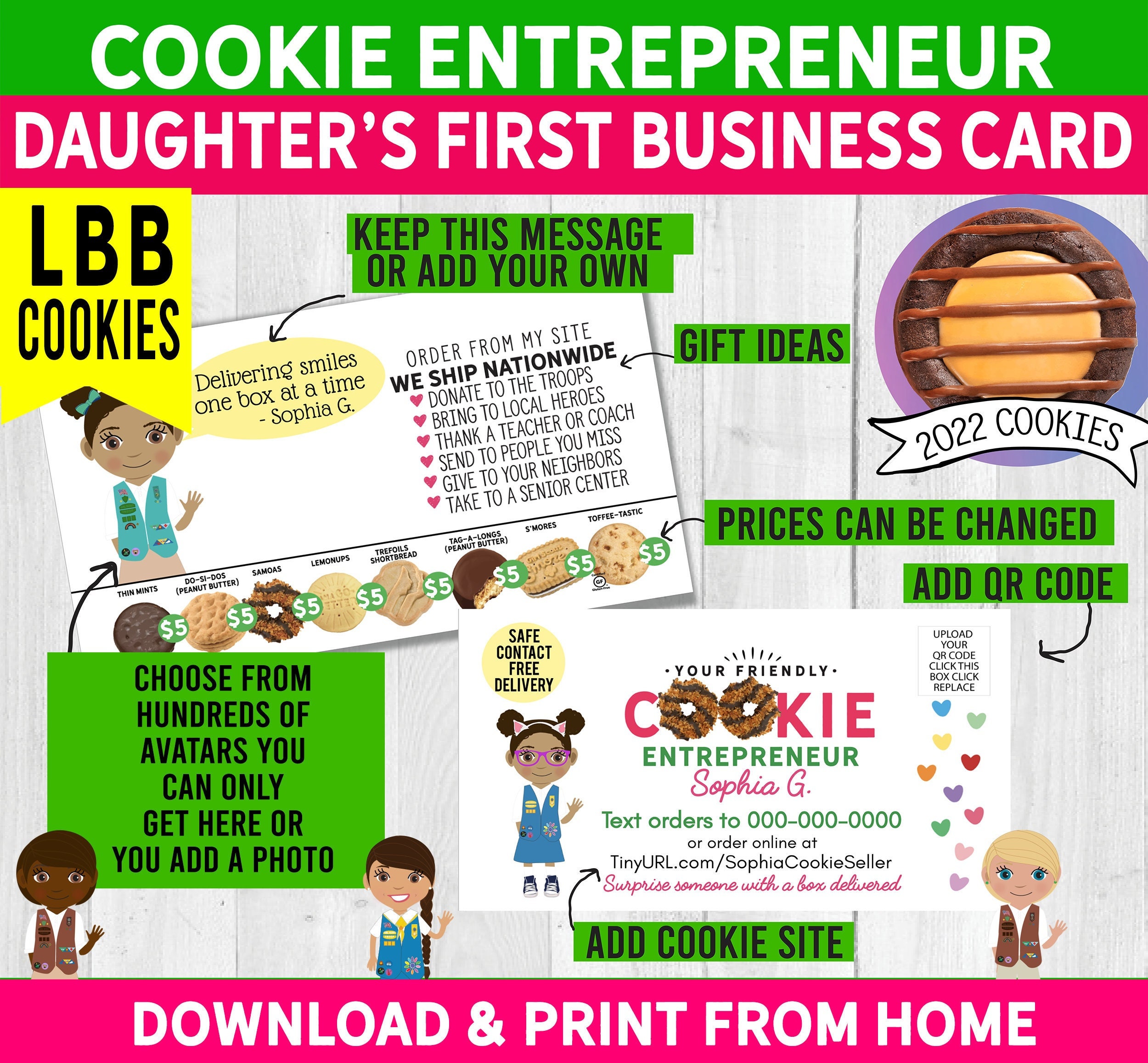 Girl Scout Cookie Business Cards. Cutest Cards Ever. DIY - Etsy
