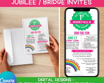 Scout Jubliee Invitation Bridge Ceremony Invitation, Daisy, Brownie, Junior, Cadette Edit and Print in Canva, or email or Text