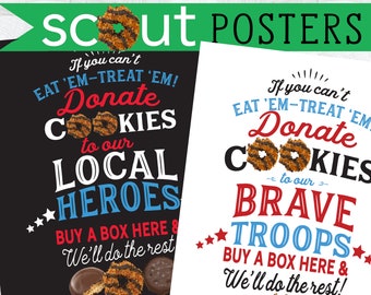 Donate to Heroes & Donate to the Troops, Girl Scout Cookie LBB Printable Poster / Flyer (Instant Download) Increase Sales and give back