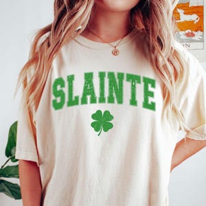 Comfort Colors® Slainte St Patrick&#39;s Day T-Shirt, irisches Retro-Shirt, Unisex-Glückskleeblatt-Shirt, süßes St. Patricks-Shirt, glückliches T-Shirt
