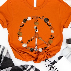 Halloween Pumpkin Peace Sign Shirt, Halloween Shirt, Peace Sign Shirt, Spooky Season, Gift, Teacher Halloween Shirt, Mom Halloween Shirt