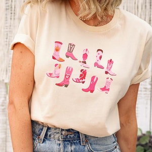 Country T-Shirt, Pink Cowgirl Boots Shirt, Country Concert T-Shirt, Rodeo Shirt, Western Tee