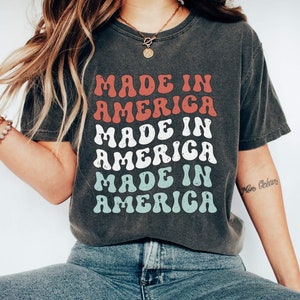 Made in America Retro Text, Fourth of July Shirt, July 4th Tee, Independence Day T-shirt, Unisex Comfort Colors Tee