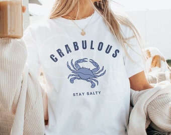 Crabulous T-shirt, shirt Blue Crab, shirt Stay Salty Crab, shirt krabben, krabcadeaus, shirt zeeleven, shirt strand, shirt Stay Salty Crab